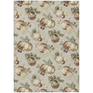 HomeRoots 5' Stars Washable Indoor Outdoor Area Rug in Beige, Brown & Ivory - Durable, Versatile & Easy Care! 621827