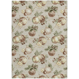 HomeRoots 5' Stars Washable Indoor Outdoor Area Rug in Beige, Brown & Ivory - Durable, Versatile & Easy Care! 621827