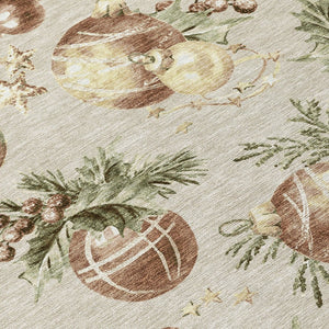 HomeRoots 5' Stars Washable Indoor Outdoor Area Rug in Beige, Brown & Ivory - Durable, Versatile & Easy Care! 621827