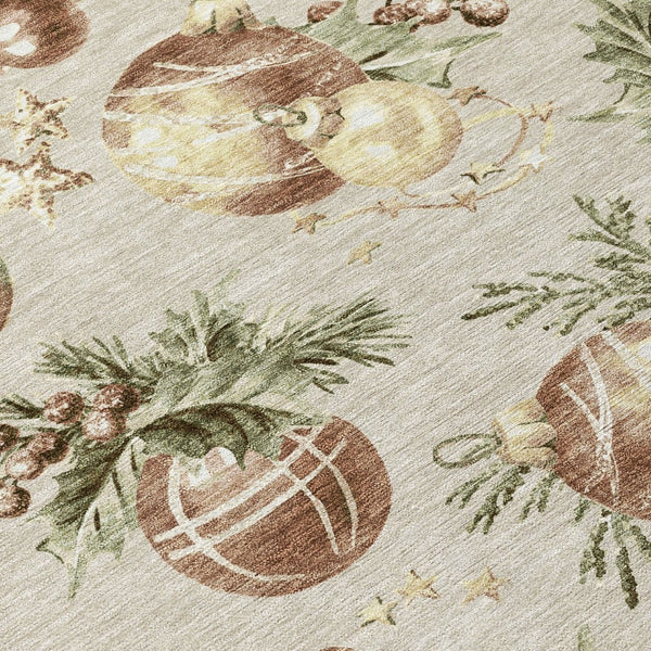 HomeRoots 5' Stars Washable Indoor Outdoor Area Rug in Beige, Brown & Ivory - Durable, Versatile & Easy Care! 621827