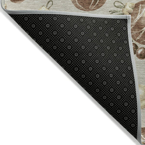 HomeRoots 8' Stylish Beige Brown and Ivory Round Stars Washable Rug for Indoor/Outdoor High-Traffic Areas 621828