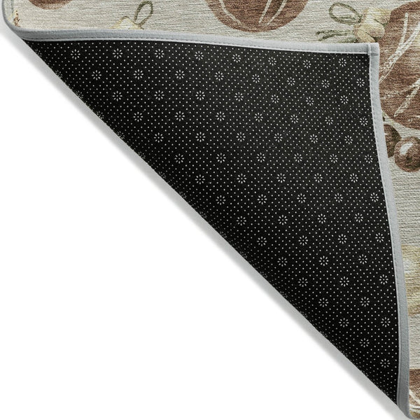 HomeRoots 8' Stylish Beige Brown and Ivory Round Stars Washable Rug for Indoor/Outdoor High-Traffic Areas 621828