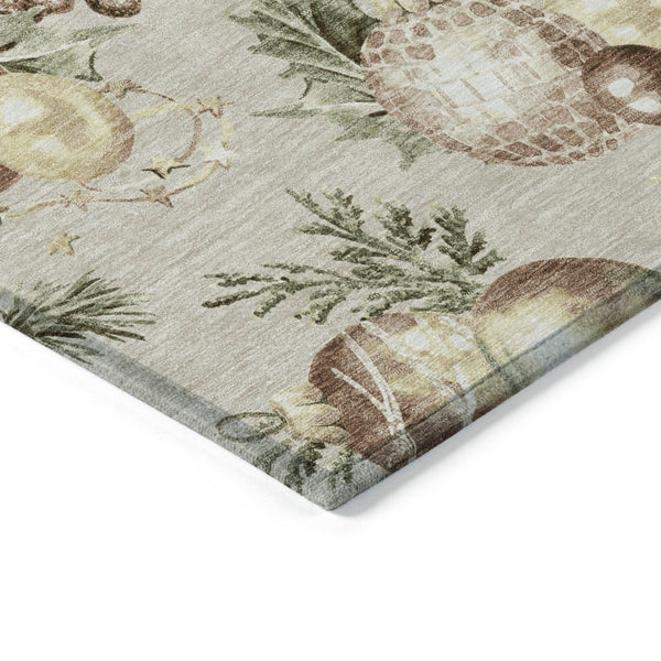 HomeRoots 8' Stylish Beige Brown and Ivory Round Stars Washable Rug for Indoor/Outdoor High-Traffic Areas 621828