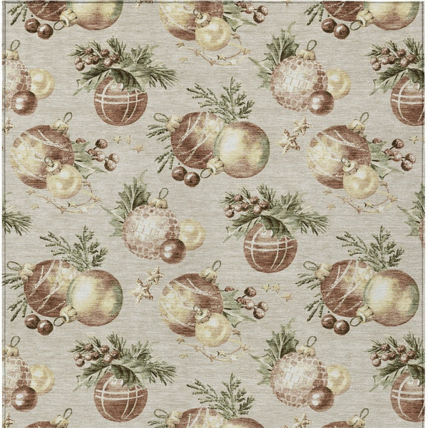HomeRoots 8' X 10' Washable Indoor Outdoor Area Rug in Beige, Brown & Ivory Stars - Durable & Stylish Design 621829