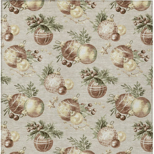 HomeRoots 10' Washable Indoor/Outdoor Area Rug – Elegant Beige, Brown & Ivory Stars Design for High-Traffic Areas 621831