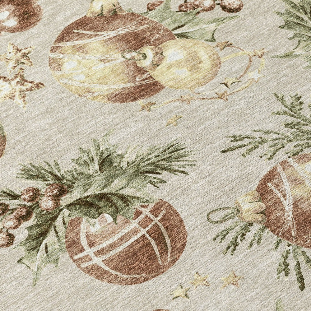 HomeRoots 10' Washable Indoor/Outdoor Area Rug – Elegant Beige, Brown & Ivory Stars Design for High-Traffic Areas 621831