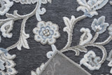 Sams International Napa Lily Machine Made Viscose, Plush Acrylic Floral  Rug Gray, Ivory, Blue 5'3" x 7'6"