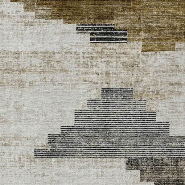 HomeRoots 10' Stylish Geometric Washable Area Rug in Brown, Beige & Charcoal - Perfect for Indoor & Outdoor Use! 621909