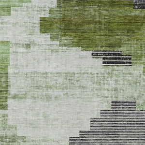 HomeRoots 10' Contemporary Fern Green Geometric Area Rug - Washable, Durable & Ideal for Indoor/Outdoor Spaces 621921