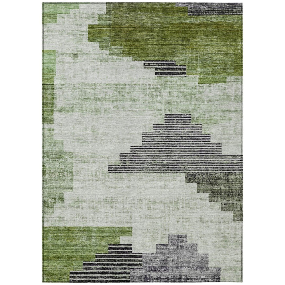 HomeRoots 10' Contemporary Fern Green Geometric Area Rug - Washable, Durable & Ideal for Indoor/Outdoor Spaces 621921