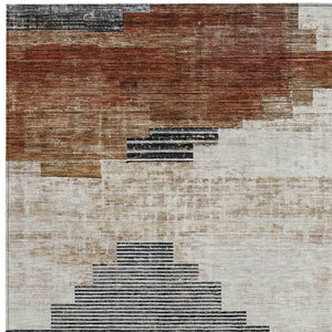 HomeRoots 10' Modern Geometric Washable Area Rug in Rust, Ivory & Charcoal – Durable for Indoors & Outdoors 621927