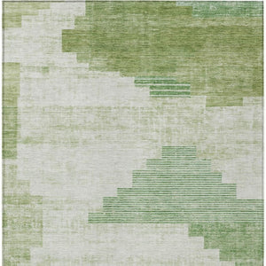 HomeRoots 5' X 8' Sage Ivory Olive Green Geometric Area Rug - Durable, Washable, Indoor/Outdoor Versatile Decor 621929