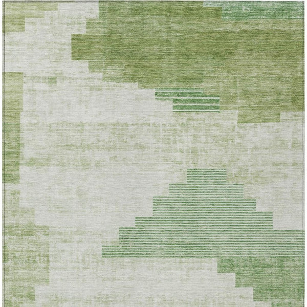 HomeRoots 5' X 8' Sage Ivory Olive Green Geometric Area Rug - Durable, Washable, Indoor/Outdoor Versatile Decor 621929