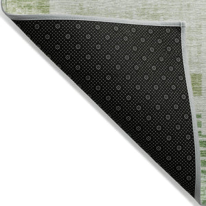 HomeRoots 8' Stylish Sage Ivory and Olive Green Geometric Round Washable Indoor Outdoor Area Rug for Versatile Spaces 621930