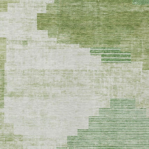 HomeRoots 9' X 12' Modern Sage Ivory Olive Green Geometric Rug - Washable, Durable for Indoor & Outdoor Use 621932