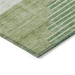 HomeRoots 9' X 12' Modern Sage Ivory Olive Green Geometric Rug - Washable, Durable for Indoor & Outdoor Use 621932