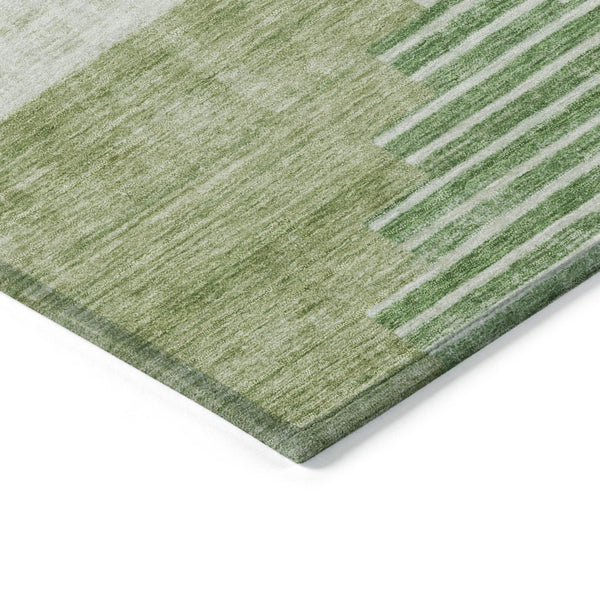 HomeRoots 9' X 12' Modern Sage Ivory Olive Green Geometric Rug - Washable, Durable for Indoor & Outdoor Use 621932
