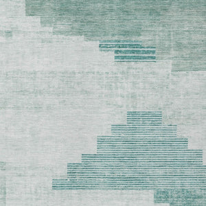 HomeRoots 5' X 8' Teal Blue Aqua Ivory Geometric Rug - Durable, Washable Indoor/Outdoor Area Rug for Style & Function 621935