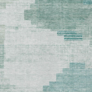 HomeRoots 5' X 8' Teal Blue Aqua Ivory Geometric Rug - Durable, Washable Indoor/Outdoor Area Rug for Style & Function 621935