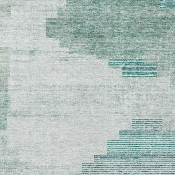 HomeRoots 5' X 8' Teal Blue Aqua Ivory Geometric Rug - Durable, Washable Indoor/Outdoor Area Rug for Style & Function 621935