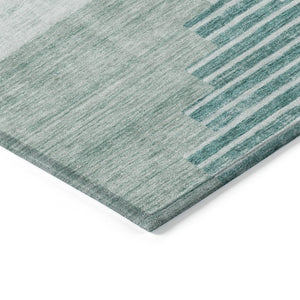 HomeRoots 5' X 8' Teal Blue Aqua Ivory Geometric Rug - Durable, Washable Indoor/Outdoor Area Rug for Style & Function 621935