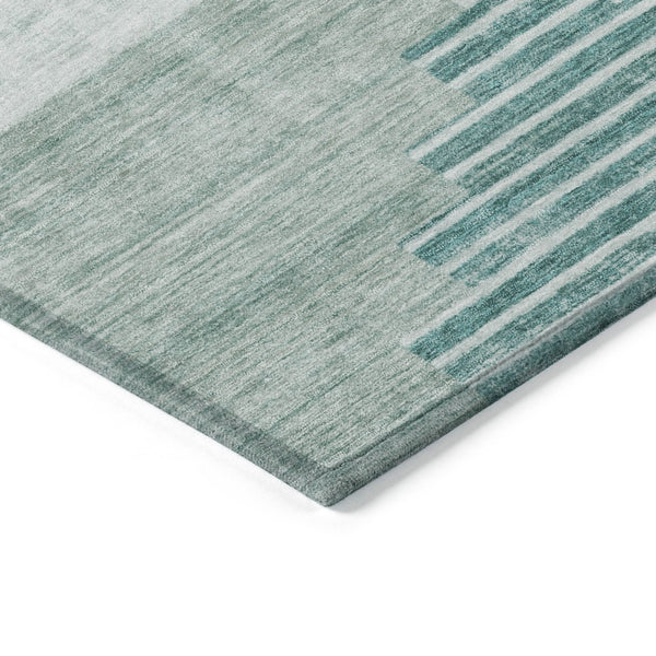 HomeRoots 5' X 8' Teal Blue Aqua Ivory Geometric Rug - Durable, Washable Indoor/Outdoor Area Rug for Style & Function 621935