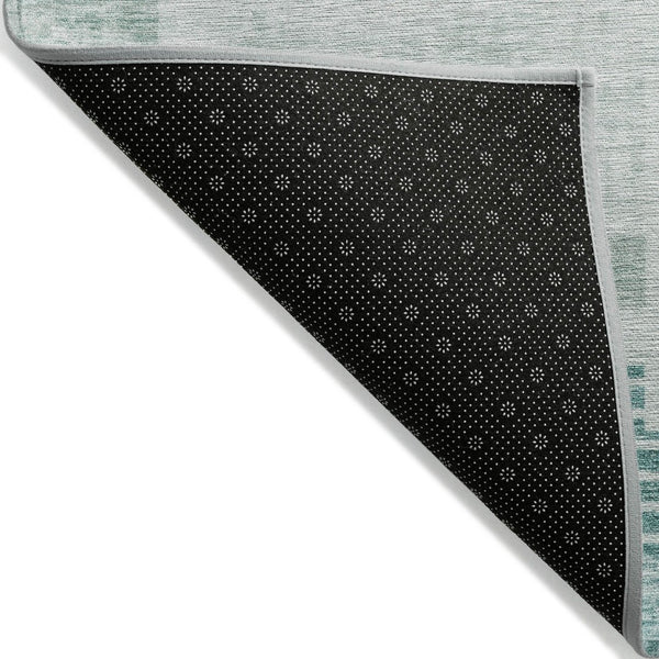 HomeRoots 8' Teal Blue Aqua Geometric Area Rug - Washable, Durable, Stylish for Indoor & Outdoor Spaces 621936