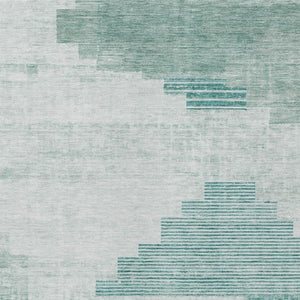 HomeRoots 8' X 10' Modern Teal Blue Geometric Washable Area Rug - Durable, Stylish for Indoors & Outdoors! 621937