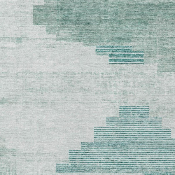 HomeRoots 8' X 10' Modern Teal Blue Geometric Washable Area Rug - Durable, Stylish for Indoors & Outdoors! 621937