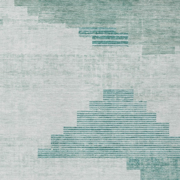 HomeRoots 8' X 10' Modern Teal Blue Geometric Washable Area Rug - Durable, Stylish for Indoors & Outdoors! 621937