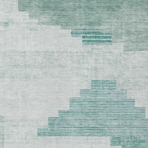 HomeRoots 9' X 12' Teal Blue Aqua Geometric Indoor Outdoor Area Rug - Durable, Washable & Versatile Design! 621938