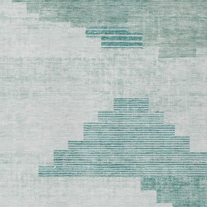 HomeRoots 9' X 12' Teal Blue Aqua Geometric Indoor Outdoor Area Rug - Durable, Washable & Versatile Design! 621938