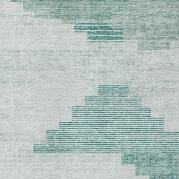 HomeRoots 9' X 12' Teal Blue Aqua Geometric Indoor Outdoor Area Rug - Durable, Washable & Versatile Design! 621938