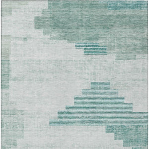 HomeRoots 10' X 14' Teal Blue Geometric Area Rug – Washable, Durable, Indoor/Outdoor, Stylish & Easy Care! 621939