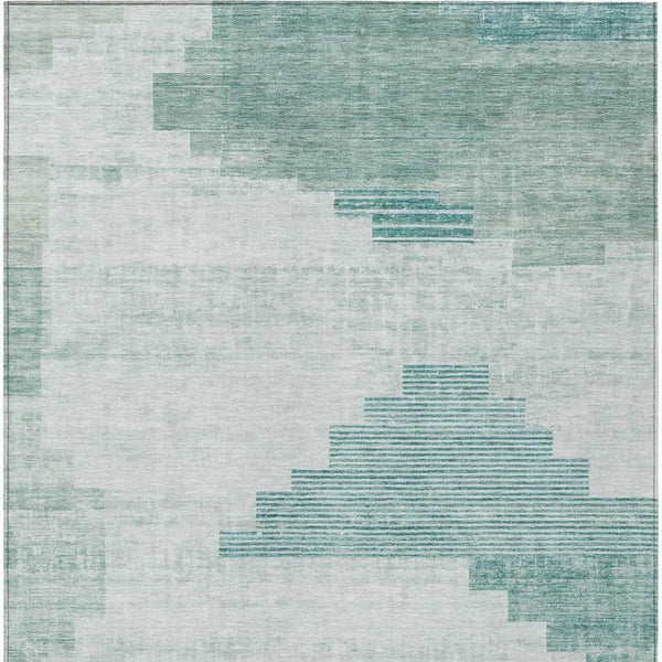 HomeRoots 10' X 14' Teal Blue Geometric Area Rug – Washable, Durable, Indoor/Outdoor, Stylish & Easy Care! 621939
