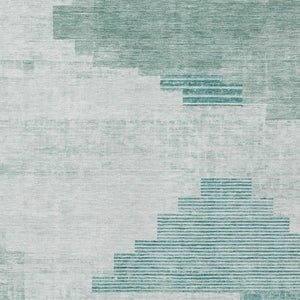 HomeRoots 10' X 14' Teal Blue Geometric Area Rug – Washable, Durable, Indoor/Outdoor, Stylish & Easy Care! 621939