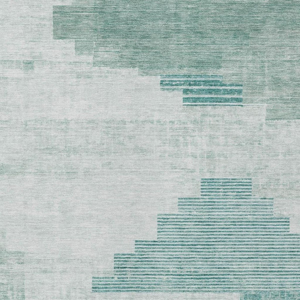 HomeRoots 10' X 14' Teal Blue Geometric Area Rug – Washable, Durable, Indoor/Outdoor, Stylish & Easy Care! 621939
