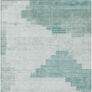 HomeRoots 10' X 14' Teal Blue Geometric Area Rug – Washable, Durable, Indoor/Outdoor, Stylish & Easy Care! 621939