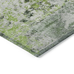 HomeRoots 5' Modern Abstract Artichoke Green, Ivory & Gray Washable Area Rug for Indoor/Outdoor Spaces 621941