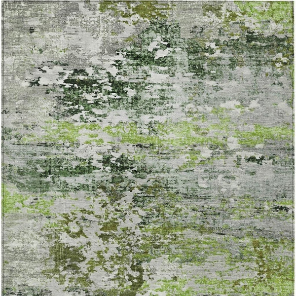 HomeRoots 9' X 12' Artichoke Green Abstract Area Rug - Washable, Stain-Resistant for Indoor & Outdoor Use 621944