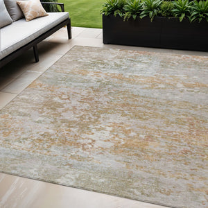 HomeRoots 5' Coral Ivory and Gray Abstract Washable Area Rug - Stylish Indoor/Outdoor Durability for All Spaces 621947