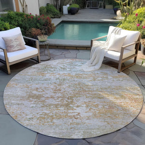 HomeRoots 8' Coral Ivory and Gray Abstract Area Rug - Durable, Washable, Indoor/Outdoor, Modern Design! 621948