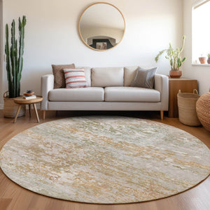 HomeRoots 8' Coral Ivory and Gray Abstract Area Rug - Durable, Washable, Indoor/Outdoor, Modern Design! 621948