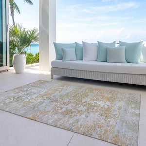 HomeRoots 9' Stylish Coral Ivory & Gray Abstract Area Rug - Washable, Durable for Indoor/Outdoor Use! 621950