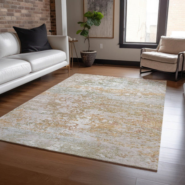 HomeRoots 9' Stylish Coral Ivory & Gray Abstract Area Rug - Washable, Durable for Indoor/Outdoor Use! 621950