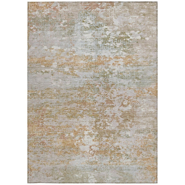 HomeRoots 10' Contemporary Coral Ivory and Gray Abstract Washable Area Rug for Indoor and Outdoor Use 621951