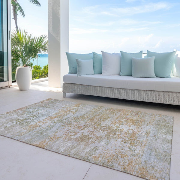 HomeRoots 10' Contemporary Coral Ivory and Gray Abstract Washable Area Rug for Indoor and Outdoor Use 621951