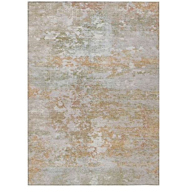HomeRoots 10' Contemporary Coral Ivory and Gray Abstract Washable Area Rug for Indoor and Outdoor Use 621951