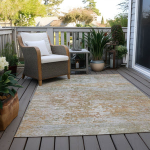 HomeRoots 10' Contemporary Coral Ivory and Gray Abstract Washable Area Rug for Indoor and Outdoor Use 621951