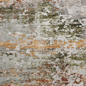HomeRoots 5' Terra Cotta Gray and Ivory Abstract Area Rug - Durable, Washable Design for Indoor/Outdoor Spaces 621977